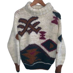 VINTAGE LAUREN HANSEN KNITTED BY HAND SIZE MEDIUM TURTLENECK SZ M CHUNKY SWEATER